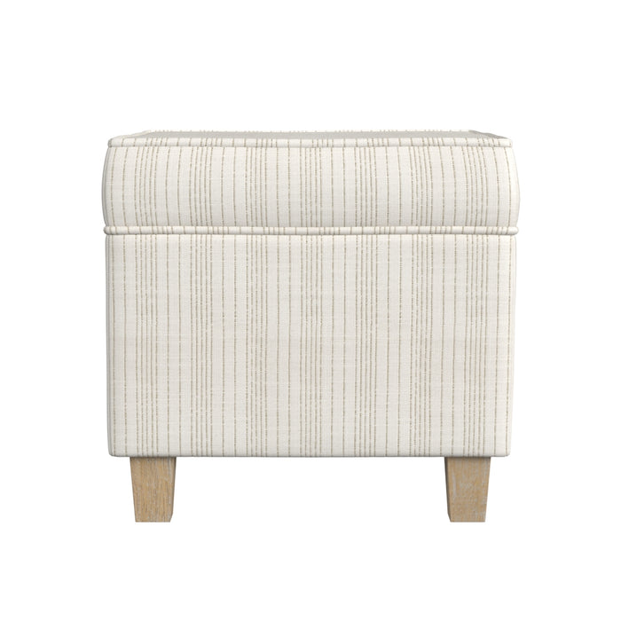 HomePop Square Ottoman with Lift Off Top - Marigold Pinstripe Fabric