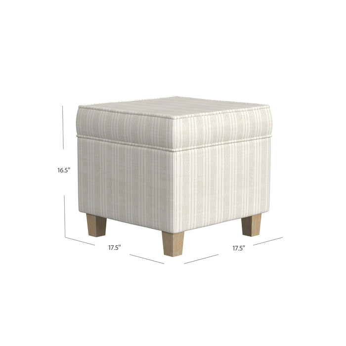 HomePop Square Ottoman with Lift Off Top - Marigold Pinstripe Fabric
