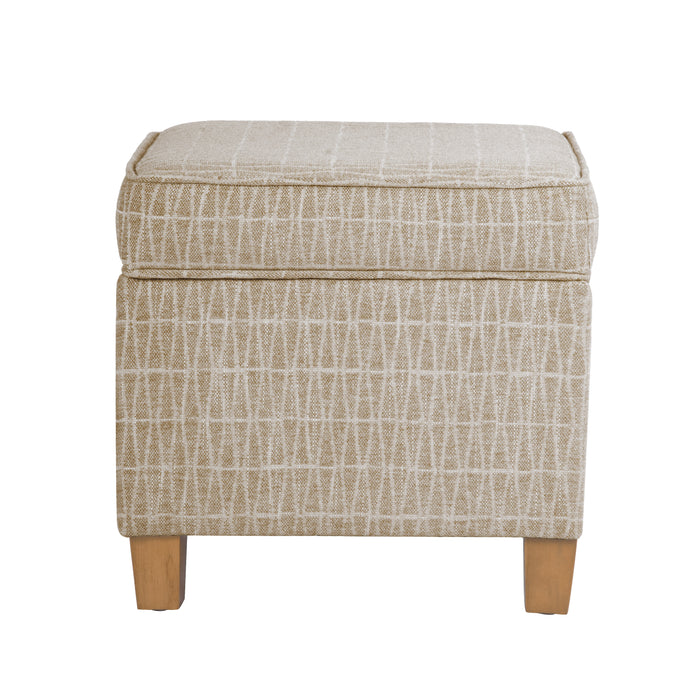 HomePop Square Ottoman with Lift Off Top - Tan Geometric Pattern