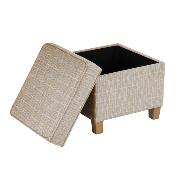 HomePop Square Ottoman with Lift Off Top - Tan Geometric Pattern