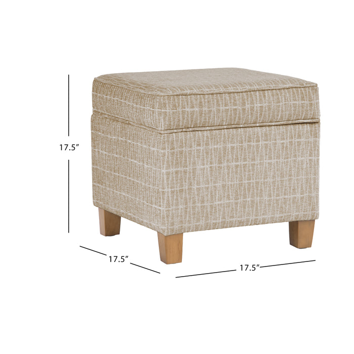 HomePop Square Ottoman with Lift Off Top - Tan Geometric Pattern