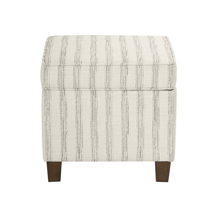 HomePop Square Ottoman with Lift Off Top - Gray and Cream Stripe