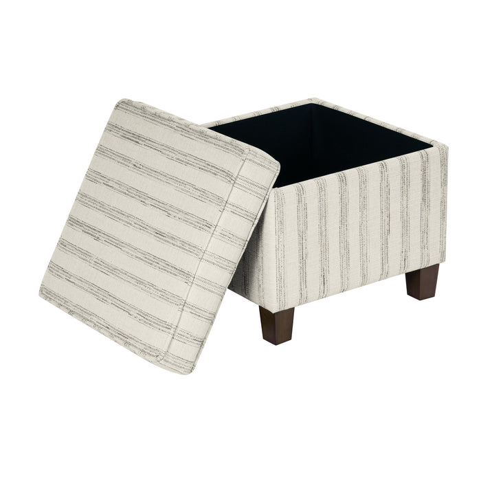 HomePop Square Ottoman with Lift Off Top - Gray and Cream Stripe