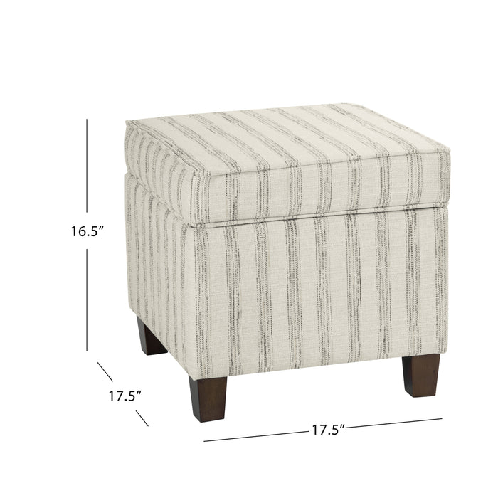HomePop Square Ottoman with Lift Off Top - Gray and Cream Stripe
