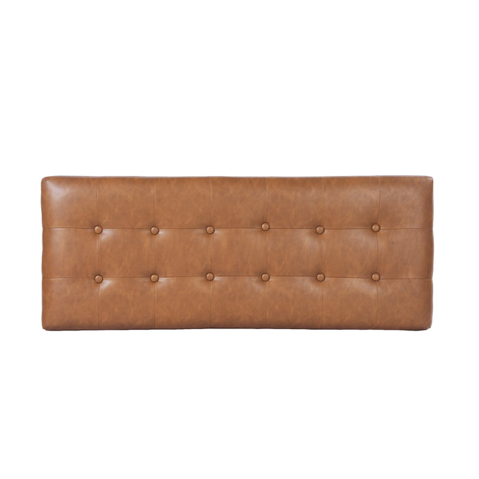 HomePop Large Tufted Storage Bench - Carmel Faux Leather
