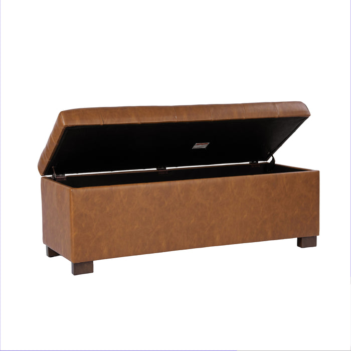 HomePop Large Tufted Storage Bench - Carmel Faux Leather