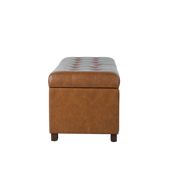HomePop Large Tufted Storage Bench - Carmel Faux Leather