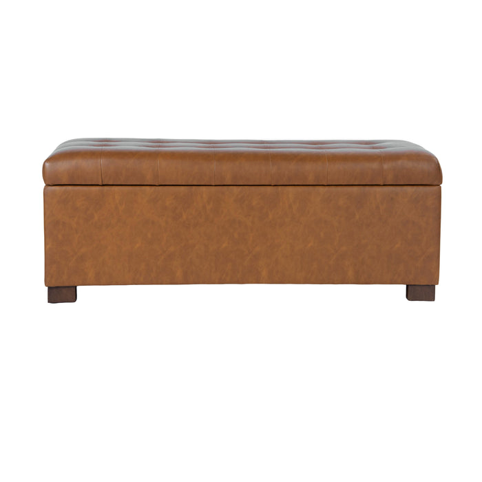 HomePop Large Tufted Storage Bench - Carmel Faux Leather