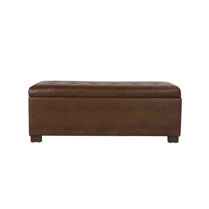 HomePop Large Tufted Storage Bench - Brown Faux Leather