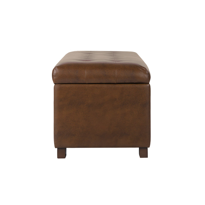 HomePop Large Tufted Storage Bench - Brown Faux Leather