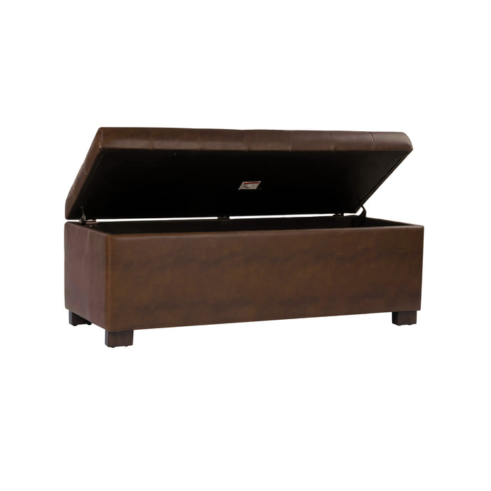 HomePop Large Tufted Storage Bench - Brown Faux Leather