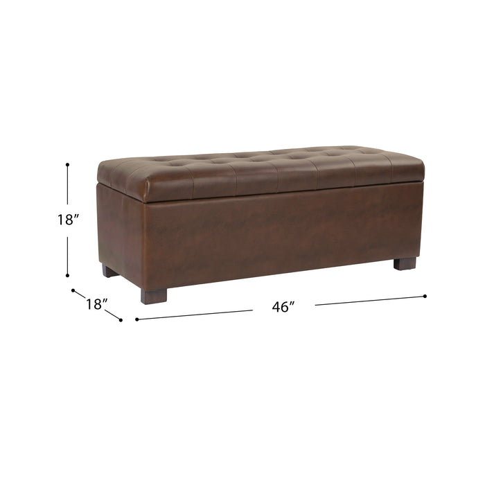 HomePop Large Tufted Storage Bench - Brown Faux Leather