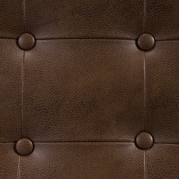 HomePop Large Tufted Storage Bench - Brown Faux Leather
