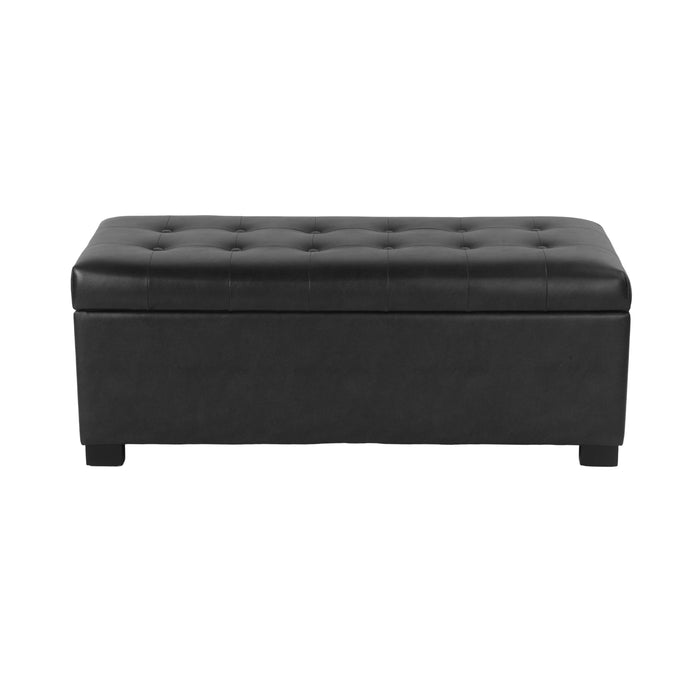 HomePop Large Tufted Storage Bench - Black Faux Leather
