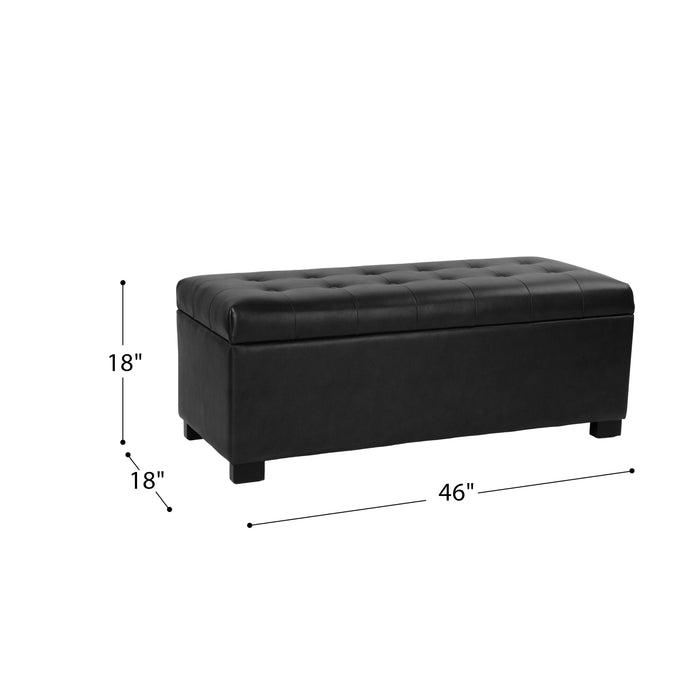 HomePop Large Tufted Storage Bench - Black Faux Leather