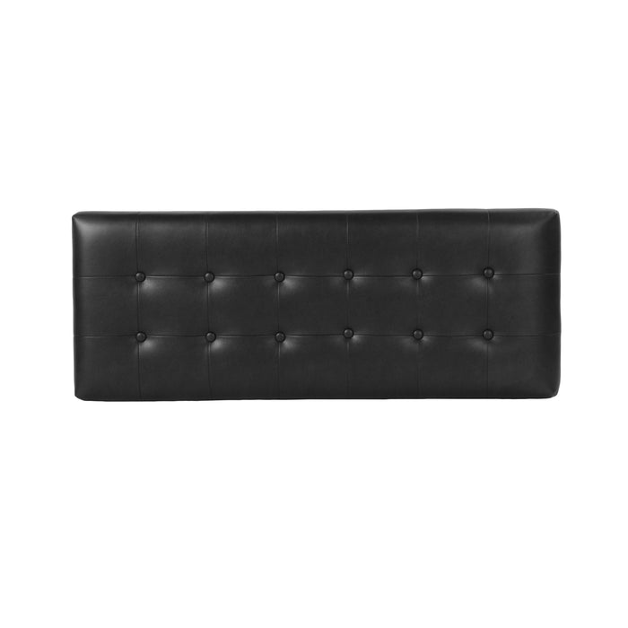 HomePop Large Tufted Storage Bench - Black Faux Leather