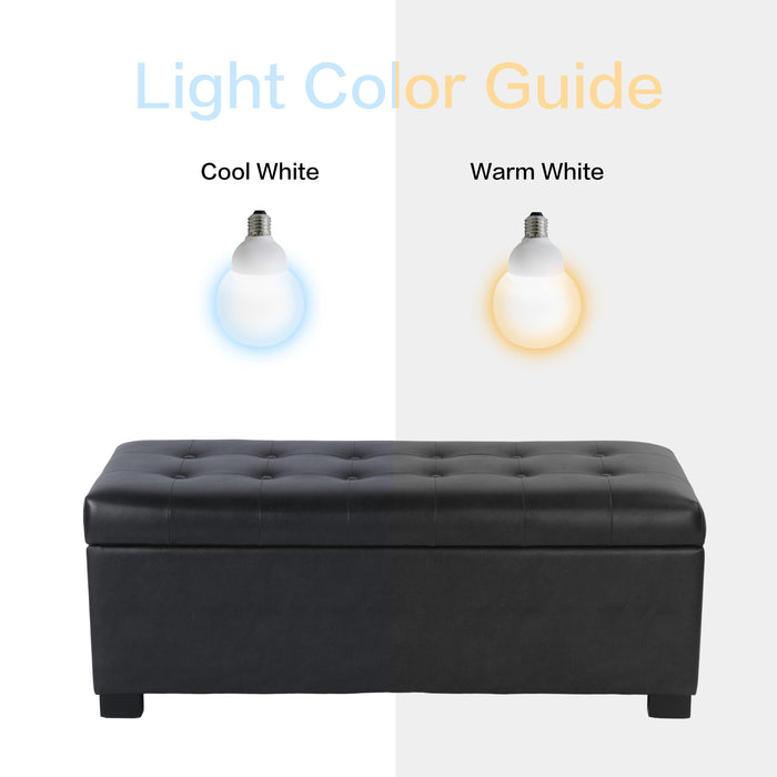 HomePop Large Tufted Storage Bench - Black Faux Leather