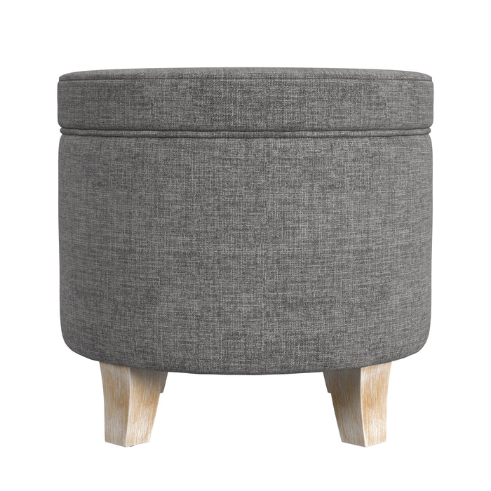 HomePop Round Storage Ottoman - Gray Woven
