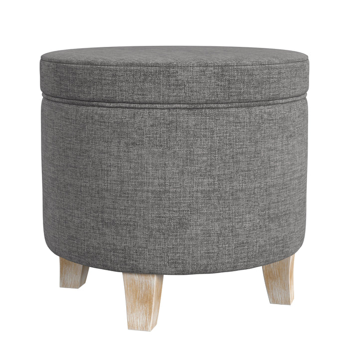 HomePop Round Storage Ottoman - Gray Woven