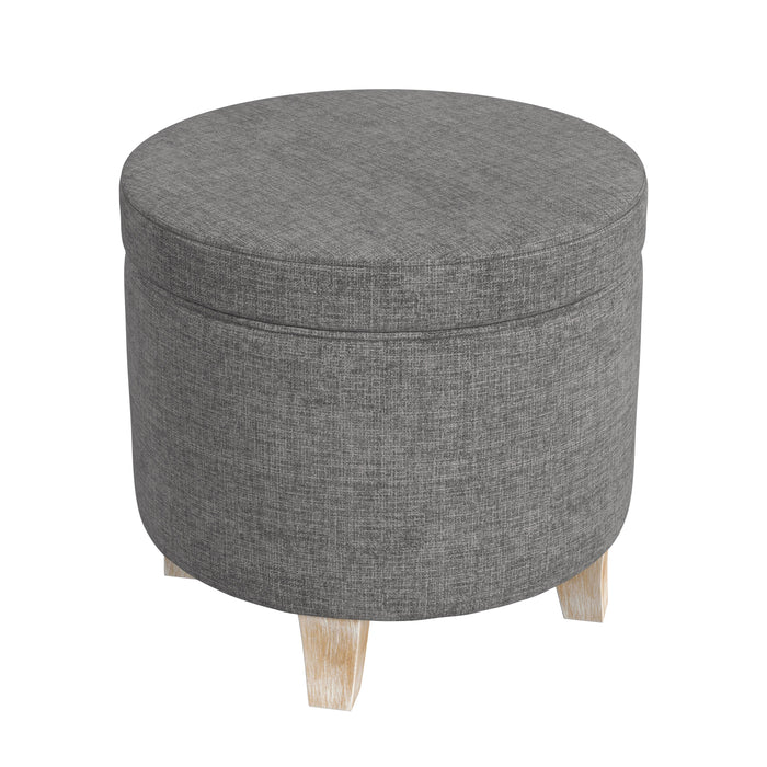 HomePop Round Storage Ottoman - Gray Woven