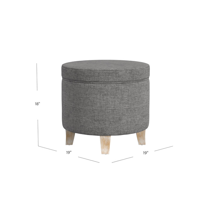 HomePop Round Storage Ottoman - Gray Woven