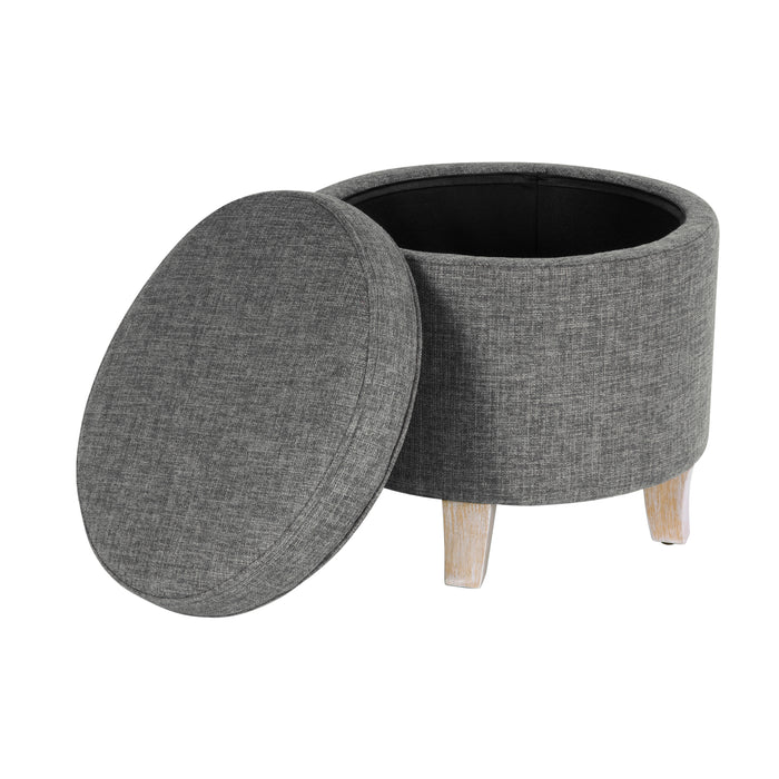 HomePop Round Storage Ottoman - Gray Woven