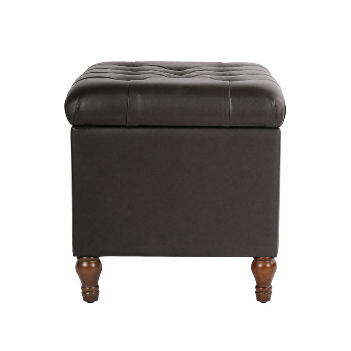 HomePop Medium Tufted Storage Ottoman - Brown Faux Leather
