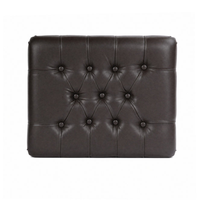 HomePop Medium Tufted Storage Ottoman - Brown Faux Leather