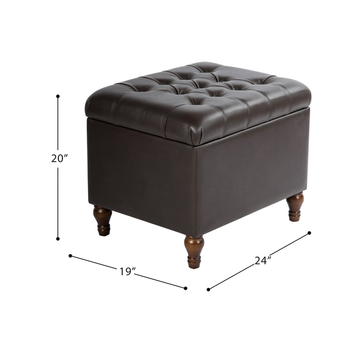 HomePop Medium Tufted Storage Ottoman - Brown Faux Leather