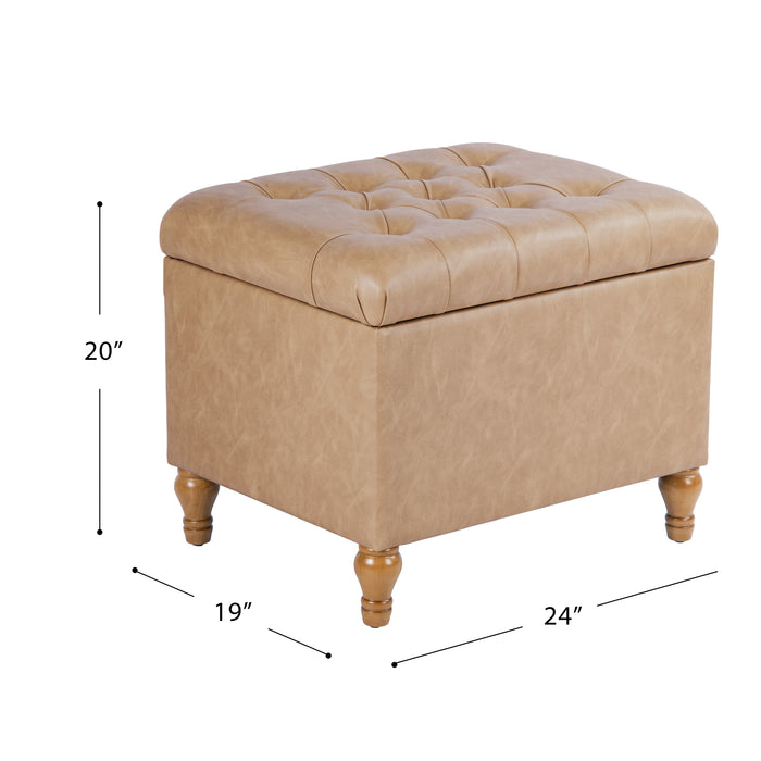 HomePop Medium Tufted Storage Ottoman - Sand Faux Leather