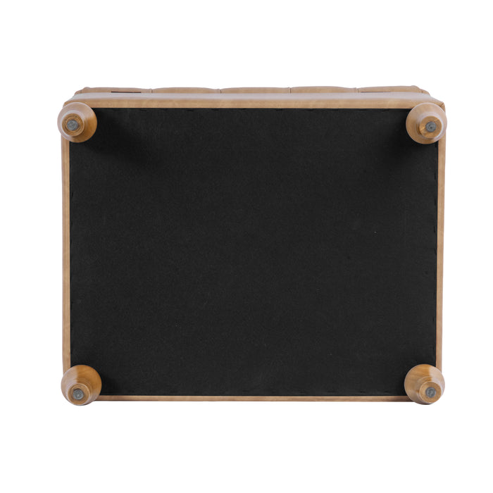 HomePop Medium Tufted Storage Ottoman - Sand Faux Leather