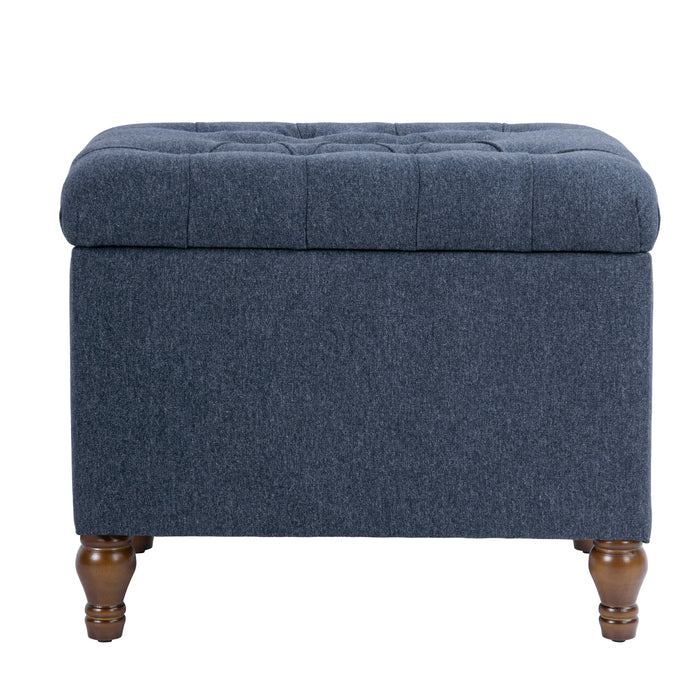HomePop Medium Tufted Storage Ottoman - Blue Woven Fabric