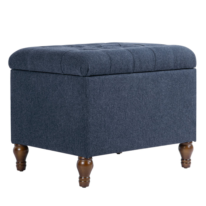 HomePop Medium Tufted Storage Ottoman - Blue Woven Fabric