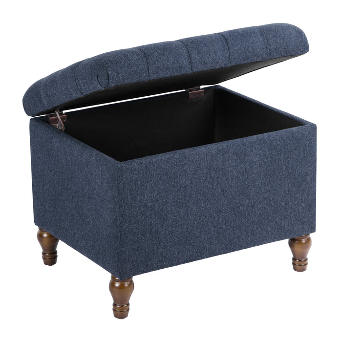 HomePop Medium Tufted Storage Ottoman - Blue Woven Fabric
