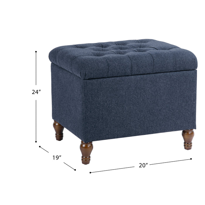 HomePop Medium Tufted Storage Ottoman - Blue Woven Fabric