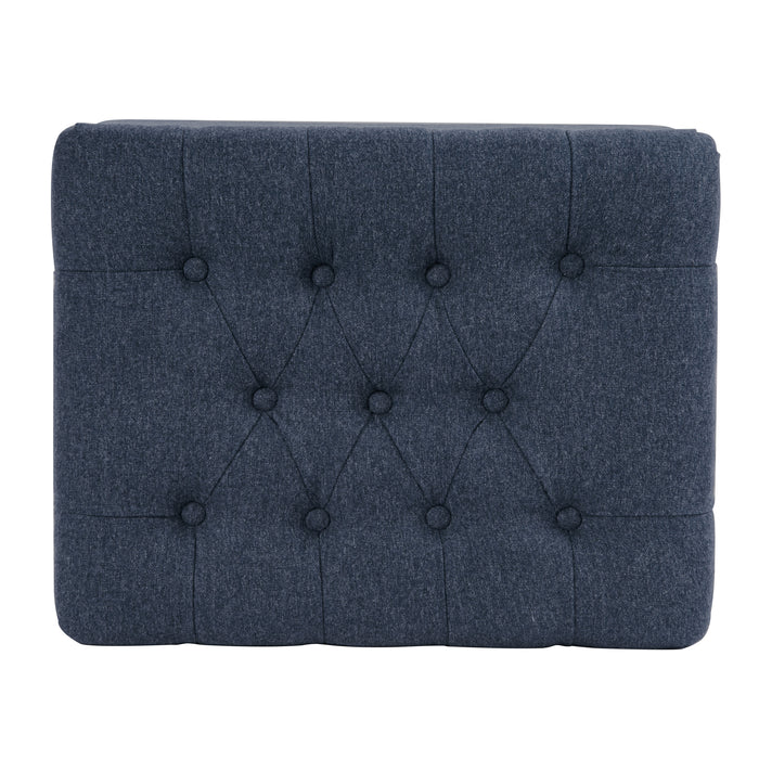 HomePop Medium Tufted Storage Ottoman - Blue Woven Fabric