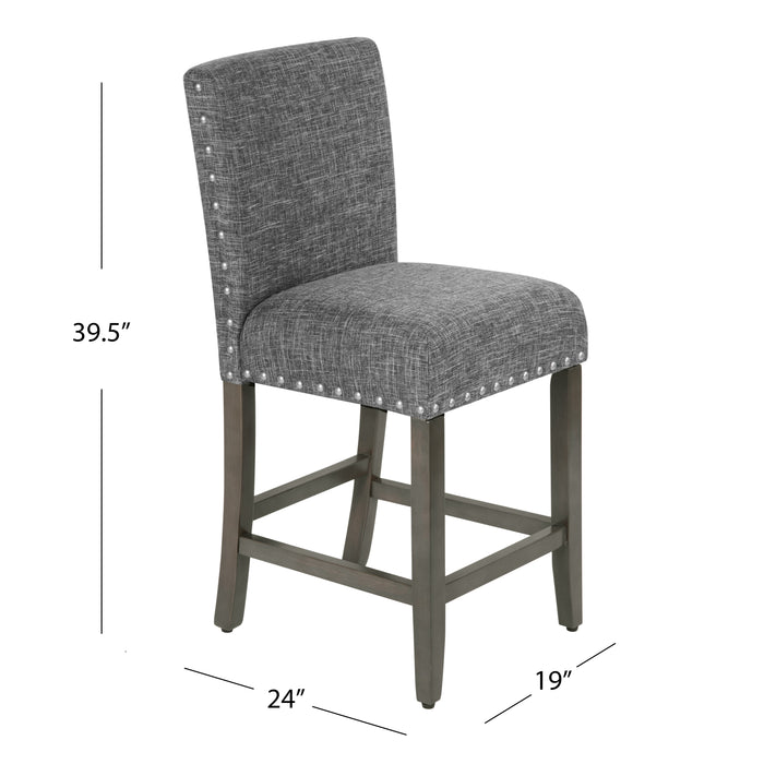 24" Barstool with Nail heads - Slate Gray
