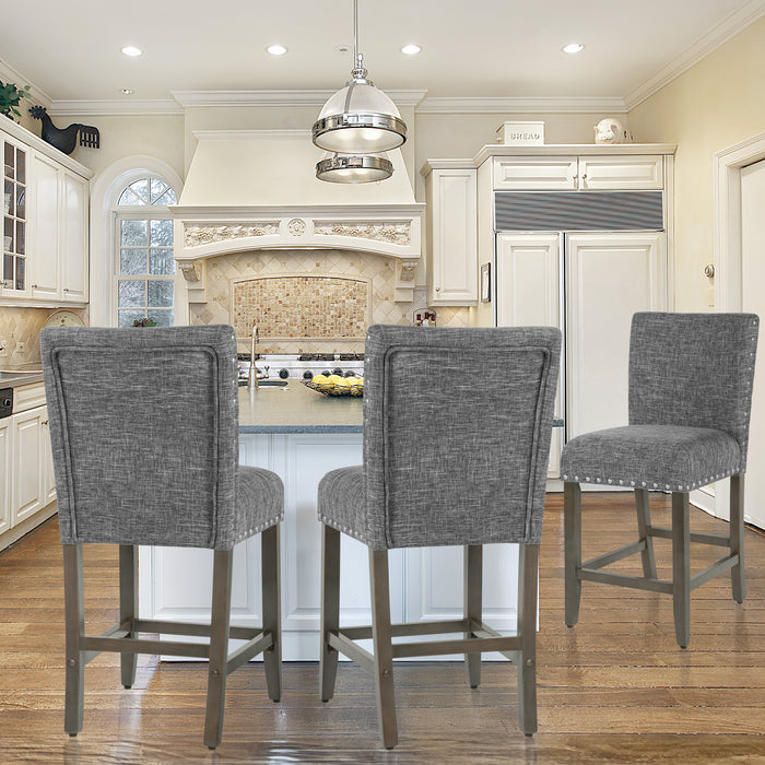 24" Barstool with Nail heads - Slate Gray