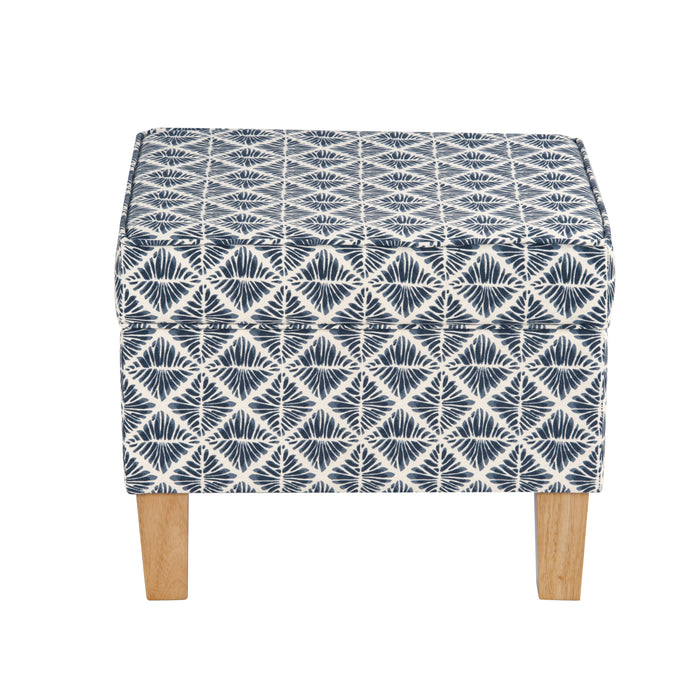 HomePop Medium Tufted Storage Ottoman - Blue Geometric Pattern