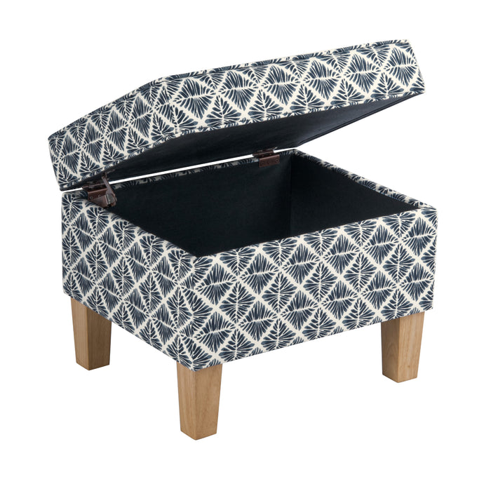HomePop Medium Tufted Storage Ottoman - Blue Geometric Pattern