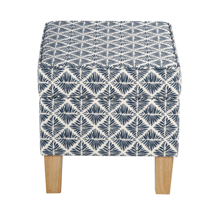 HomePop Medium Tufted Storage Ottoman - Blue Geometric Pattern