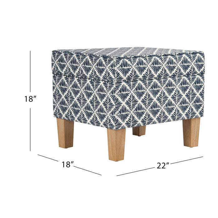 HomePop Medium Tufted Storage Ottoman - Blue Geometric Pattern