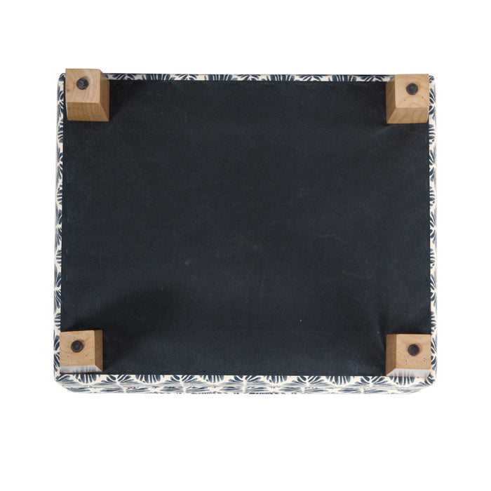 HomePop Medium Tufted Storage Ottoman - Blue Geometric Pattern