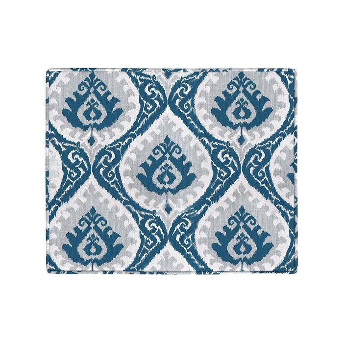HomePop Medium Storage Ottoman - Blue Ikat Medallion Print