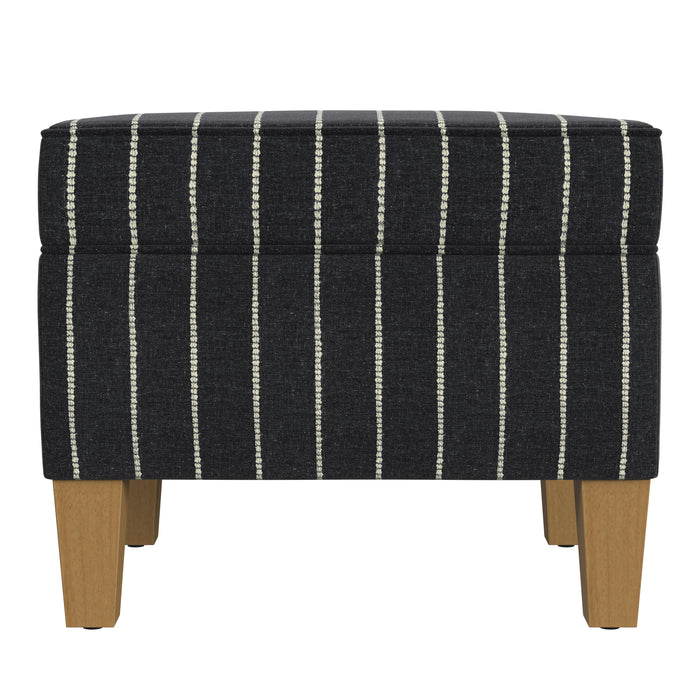 HomePop Medium Storage Ottoman - Black with Boucle Stripe