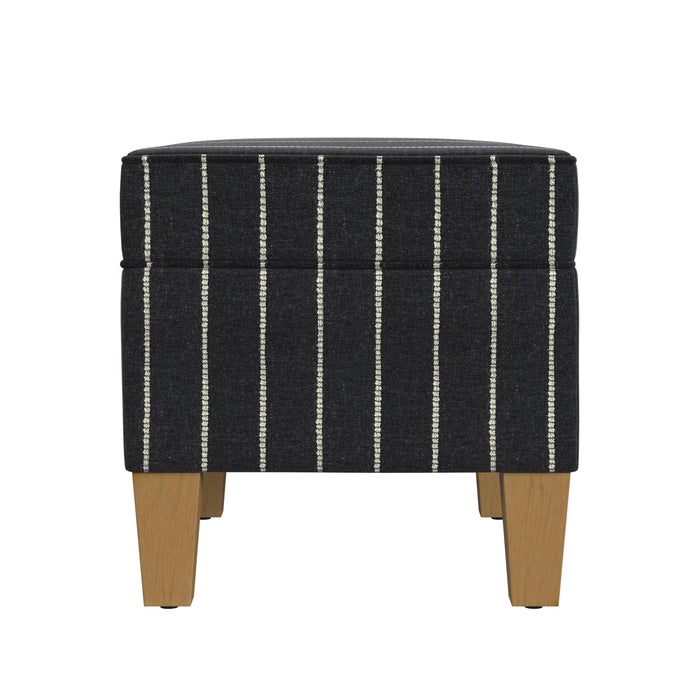 HomePop Medium Storage Ottoman - Black with Boucle Stripe