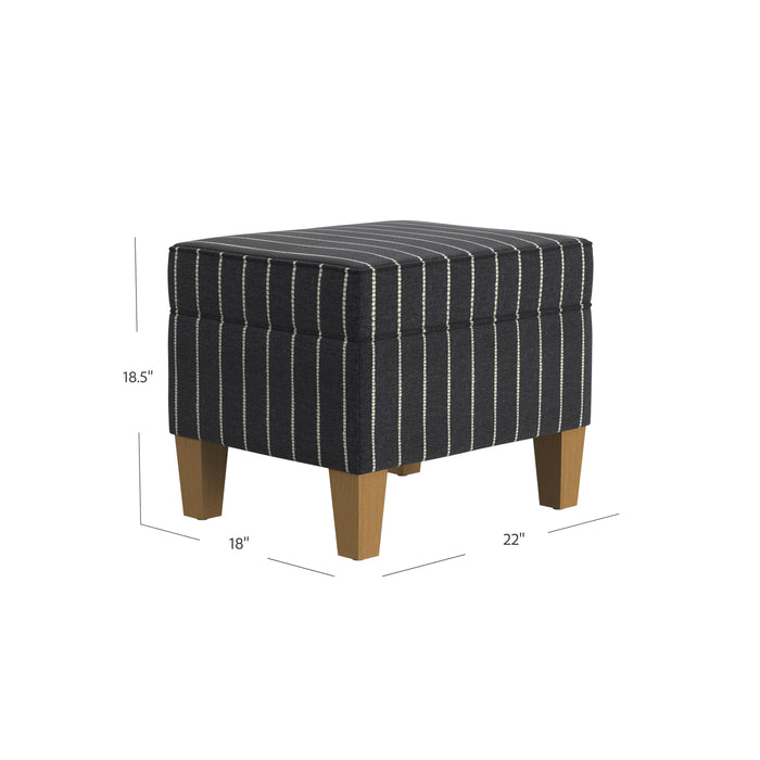 HomePop Medium Storage Ottoman - Black with Boucle Stripe