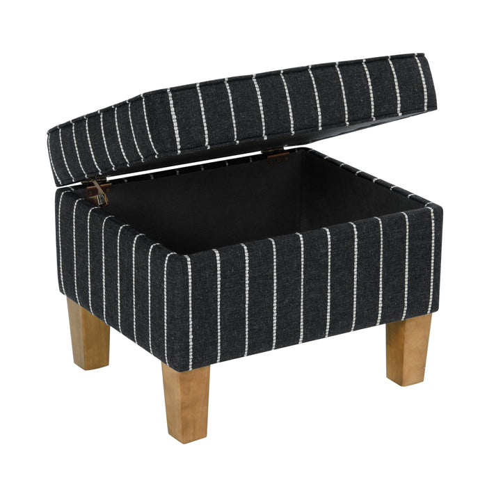 HomePop Medium Storage Ottoman - Black with Boucle Stripe