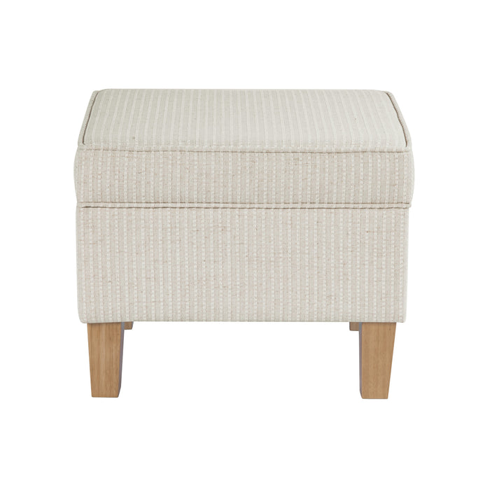 HomePop Medium Tufted Storage Ottoman - White Woven Stripe