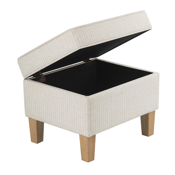 HomePop Medium Tufted Storage Ottoman - White Woven Stripe